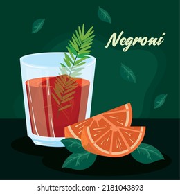 cartel of negroni cocktail with orange slices