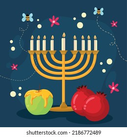 cartel of rosh hashanah with menorah