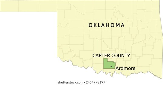 Carter County and city of Ardmore location on Oklahoma state map