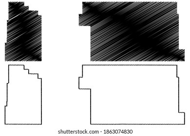 Carter and Daniels County, Montana (U.S. county, United States of America, USA, U.S., US) map vector illustration, scribble sketch map
