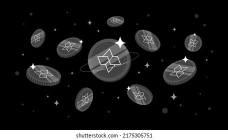 Cartesi (CTSI)-Münzen, die vom Himmel fallen. CTSI-Banner-Banner-Hintergrund für Kryptowährung