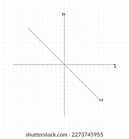 Sistema de coordenadas cartesiano 3d xyz aislado en el fondo blanco. Vector.
