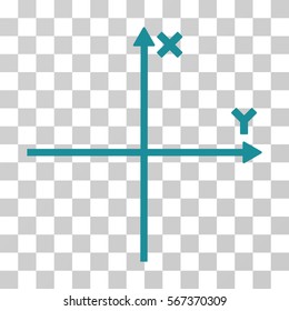 Cartesian Axes vector icon. Illustration style is flat iconic soft blue symbol on a transparent background.