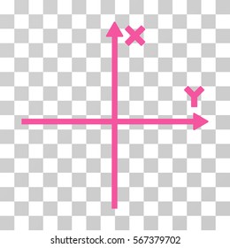 Cartesian Axes vector icon. Illustration style is flat iconic pink symbol on a transparent background.