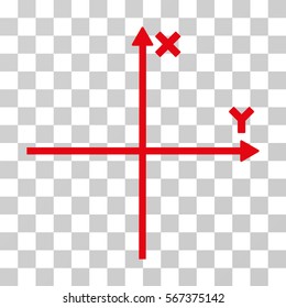 Cartesian Axes vector pictograph. Illustration style is flat iconic red symbol on a transparent background.