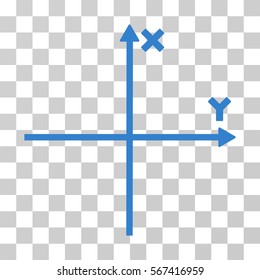 Cartesian Axes vector pictograph. Illustration style is flat iconic cobalt symbol on a transparent background.