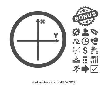 Cartesian Axis pictograph with bonus design elements. Vector illustration style is flat iconic symbols, gray color, white background.