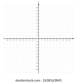 Cartesian coordinate system. Blank Cartesian coordinate system in two dimensions with X and Y axes. Black grid with axes for a math graph. Vector