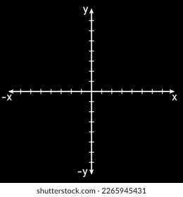 The Cartesian coordinate system in the plane. vector illustration isolated on black background.
