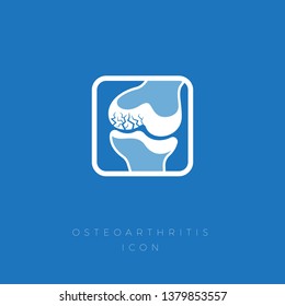 Cartilage damage, Arthritis, Osteoarthritis icon. Cracks in the cartilage in the joint. Flat icon in a round  frame.