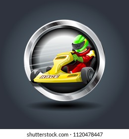 Carting, steely rounded badge icon. For Ui/Game.