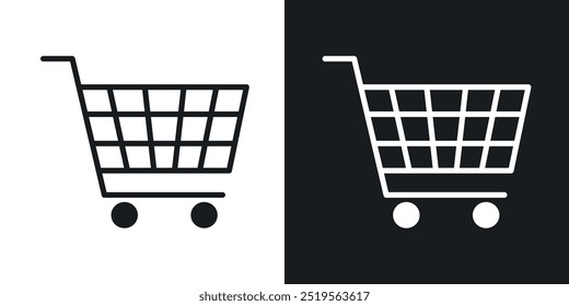 Cartline vector icon set in solid and outline style.