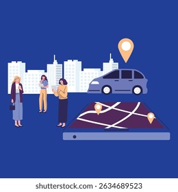 cartography display location on the city map navigation in