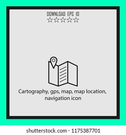Cartography, gps, map  line icon