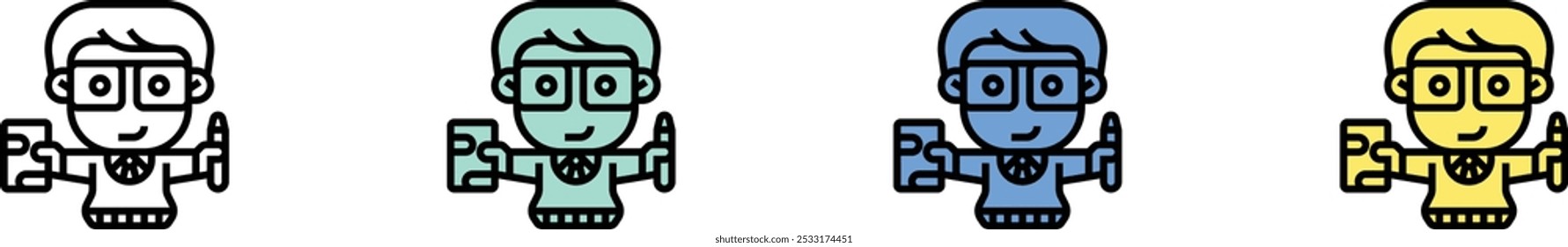 cartography icon. Outline, Green, Blue and Yellow Style Design Isolated On White Background