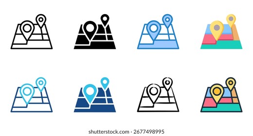 Ícone de cartografia definir coleção de vários estilos 
