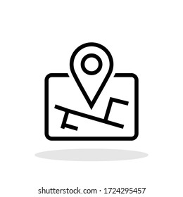 Icono de cartografía en estilo plano de moda. Mapa / Ubicación / Ruta de acceso para el diseño de su sitio web, logotipo, aplicación, UI Vector EPS 10.	