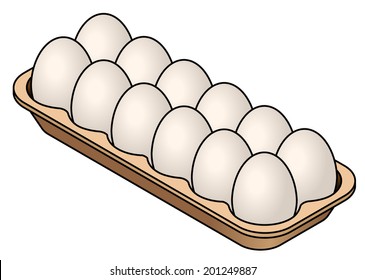 A carton of 12 white eggs.