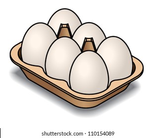 A carton of 6 white eggs.