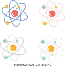 Carton of atom structure isolated on white screen