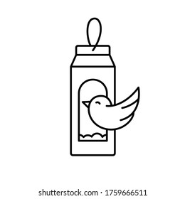Carton Bird Feeder. Linear Icon Of DIY Birdhouse. Black Illustration Of Handmade Street House For Feeding Birds From Milk Or Juice Package. Upcycled Craft. Contour Isolated Vector, White Background