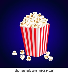 Carton Bowl Full Of Popcorn And Paper Glass Of Drink.vector