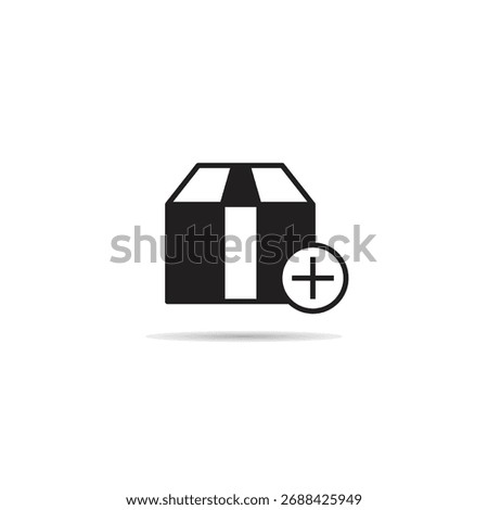 carton box and add button icon vector illustration