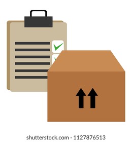 carton box with checklist