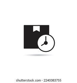 carton box and clock icon on white background