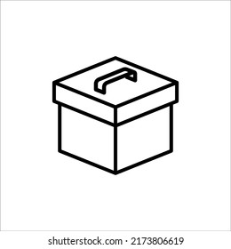 Carton box with cover thin line icon, Vector and Illustration.