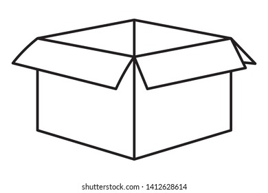 carton box empty icon cartoon isolated black and white vector illustration graphic design