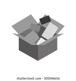 carton box with envelopes icon vector illustration design