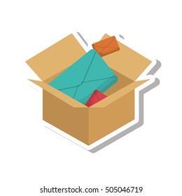 carton box with envelopes icon vector illustration design