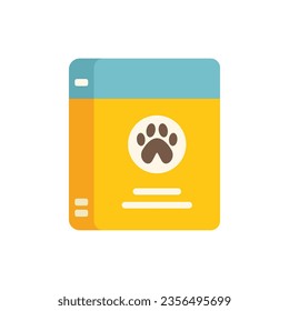 Carton box food dog icon flat vector. Animal pet. Plage feed isolated