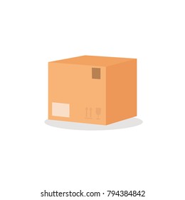 Carton box with furniture sign. Simple flat style vector illustration isolated on the white background. Moving concept