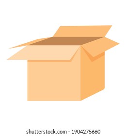 Icono de caja de cartón. Caricatura del icono del vector de caja de cartón para el diseño web aislado en fondo blanco
