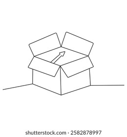 Carton box icon  continuous one line drawing  outline vector illustration