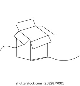 Carton box icon  continuous one line drawing  outline vector illustration