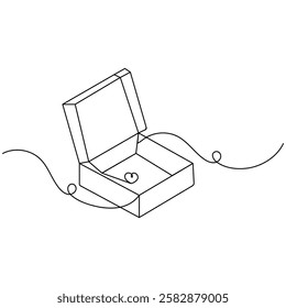 Carton box icon  continuous one line drawing  outline vector illustration