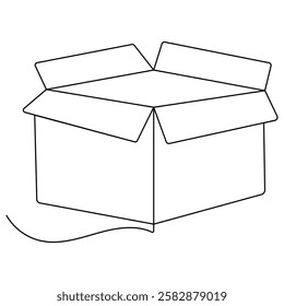 Carton box icon  continuous one line drawing  outline vector illustration