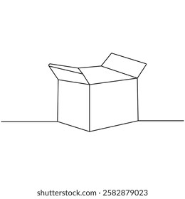 Carton box icon  continuous one line drawing  outline vector illustration