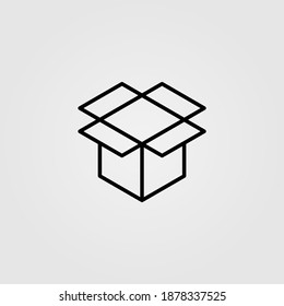 Icono de caja de cartón. Símbolo del paquete de carga abierta. Ilustración vectorial.