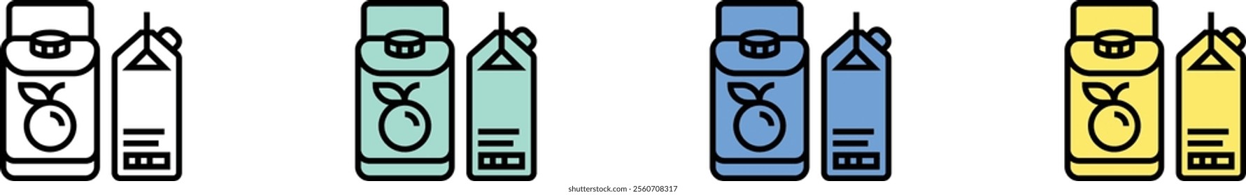 carton box icon. Outline, Green, Blue and Yellow Style Design Isolated On White Background