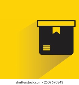 carton box icon with shadow on yellow background