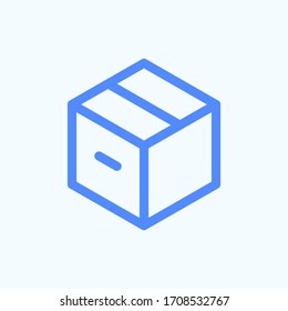 Carton box icon for website UI design. Round and thin vector illustration of the inventory box.