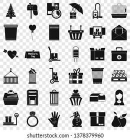 Carton box icons set. Simple style of 36 carton box vector icons for web for any design