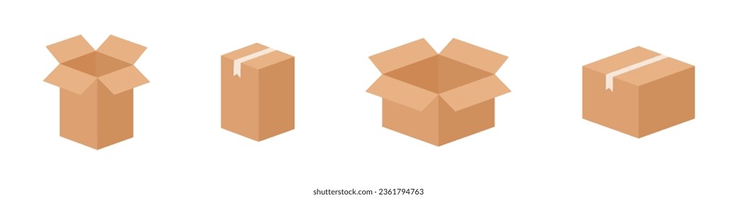 Carton box icons. Vector box icons. Cardboard packaging vector icons. EPS 10