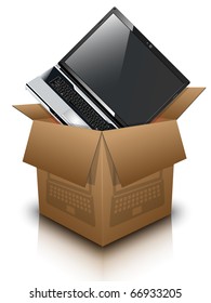 Carton Box and Laptop, vector