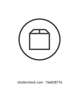 Carton box line icon, outline vector sign, linear style pictogram isolated on white. Parcel box symbol, logo illustration. Editable stroke