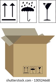 carton box with notification icons isolated on white background,vector design